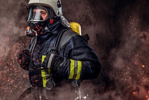 firefighter wearing breathing apparatus